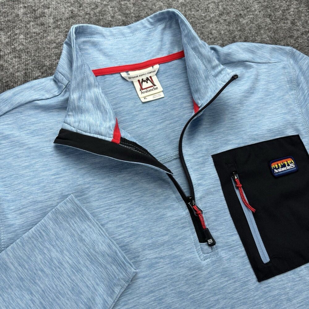 Avalanche Outdoor Supply Pullover Mens XL Blue 1/4 Zip Performance Hiking Shirt